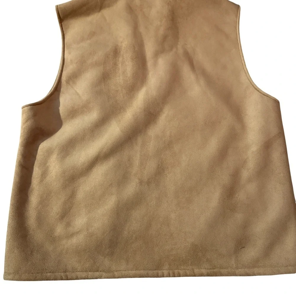 Van Heusen Faux Suede Sherpa-Lined Vest – Tan, Size XL Men’s - Picture 3 of 7